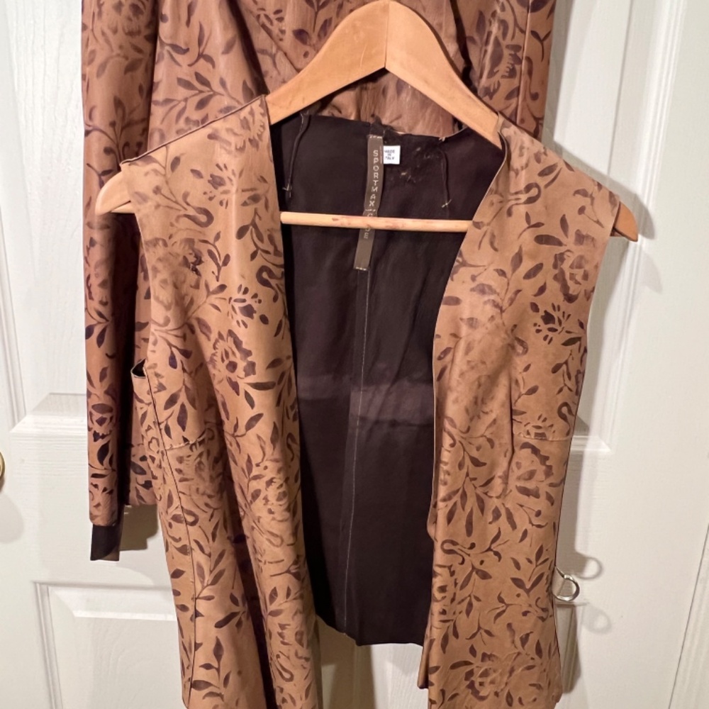 Italian Printed Leather Vest and Skirt Set - NEW